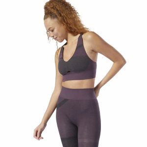 Biustonosze Damskie Reebok Studio Nature X Seamless Fioletowe PL 90OENIB